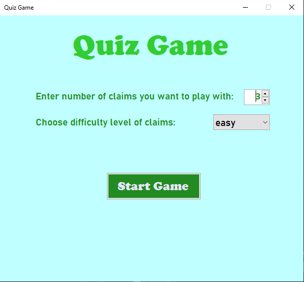 quizgame first page